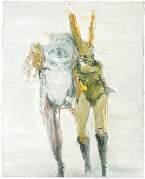 Lapine univers mit einem Freund, 2005, oil on canvas, 50 x 40 cm